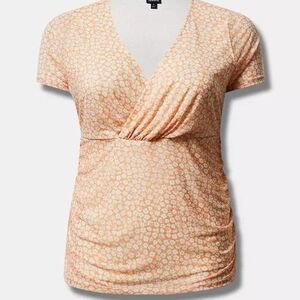 Torrid Shirred Peach Bloom Wrap Babydoll